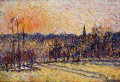 sunset bazincourt steeple 1 Camille Pissarro scenery